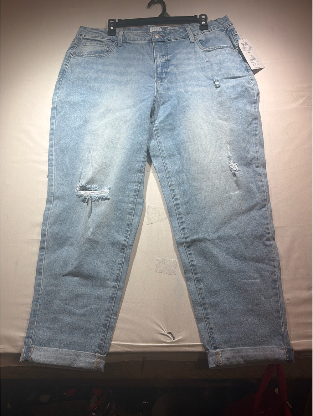 Time and Tru Mid-Rise Boyfriend Jeans Light Wash Size 16 Regular